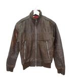  ノーブランド レザージャケット コーデュロイ襟 リブ袖 38 Mサイズ相当 ブラウン k35561 0220