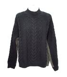 トラッゾドンナ Torrazzo Donna 長袖 ケーブルニット セーター ハイネック 異素材切替 バイカラー XLサイズ相当 ブラック カーキ a2645 0311