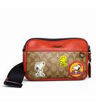 コーチ COACH × PEANUTS ピーナッツ グラハム クロスボディ ショルダーバッグ シグネチャー キャンバス パッチ レッドブラウン系 k403670