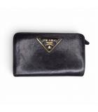 プラダ PRADA 2つ折り財布 ウォレット 三角プレート レザー ブラック k402040
