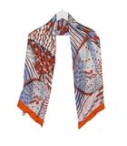 サルヴァトーレフェラガモ Salvatore Ferragamo スカーフ シルクバンドゥ 総柄 リバーシブル タグ付 未使用 ギフトBOX ショッパー オレンジ ホワイト k479730 0729