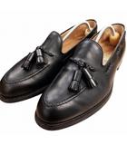 クロケット&ジョーンズ CROCKETT&JONES BARNEYS NEWYORK別注 LANGHAM3 375E タッセルローファー スリッポン レザー 革靴 7.5E 黒 ブラック 0617