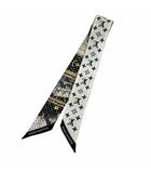 ルイヴィトン LOUIS VUITTON M76442 バンドー BB・レッツ ゴー スカーフ モノグラム 総柄 シルク 白 ホワイト 黒 ブラック ☆AA★ 0715