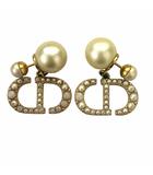 クリスチャンディオール Christian Dior トライバル ピアス レジンパール CDロゴ ゴールド×ホワイト ☆AA★