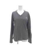 バーバリーブラックレーベル BURBERRY BLACK LABEL ボーダーTシャツ カットソー Vネック ロゴ刺繍 長袖 2 M 黒 ブラック 白 ホワイト /FT ■GY09