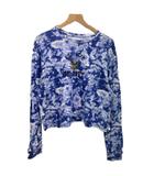 チャンピオン CHAMPION U.S.NAVY Tシャツ 長袖 プリント タイダイ カットアウト XL 青 ブルー 白 ホワイト 022022 570480