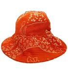 エルメス HERMES 極美品 テリーハット 帽子 レトロ ヒョウ柄 コットン オレンジ 58