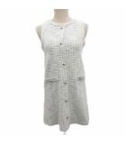 ザラ ZARA 極美品 ノースリーブワンピース ひざ丈 ツイード プルオーバー 13-14 164cm グレー 9006/616/064