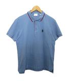 バーバリー BURBERRY ポロシャツ 半袖 ロゴ刺繍 鹿の子 TB L 青 ブルー THTHAGAR129SAM ☆AA★