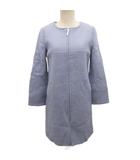 スローブ イエナ SLOBE IENA ノーカラーコート ジップアップ 毛 36 XS 青 ブルー 17-020-912-3020-3-0 ■YHS5