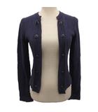 ヒューマンウーマン HUMAN WOMAN カーディガン クルーネック ローゲージ 麻 リネン 2 紫 パープル 077-170427 ■YHS5