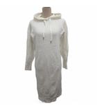 ニットワンピース マキシ ロング 長袖 フード 34 S 白 ホワイト 62J15-241-02