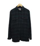 エルエルビーン L.L.BEAN 古着 シャツジャケット 長袖 裏地フリース オーバーサイズ チェック柄 M 紺 ネイビー 緑 グリーン ■MET2