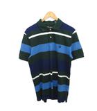 チャップス CHAPS ラルフローレン 古着 ポロシャツ 半袖 ロゴ刺繍 ボーダー M 緑 グリーン 紺 ネイビー 白 ホワイト ■MET2