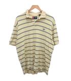 チャップス CHAPS ラルフローレン 古着 ポロシャツ 半袖 ボーダー オーバーサイズ L 黄 イエロー 紺 ネイビー ■MET2