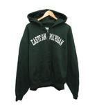 チャンピオン CHAMPION 古着 ジップパーカー フーディ オーバーサイズ ワッペン EASTERN MICHIGAN L 緑 グリーン ■MET2
