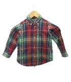 ラルフローレン RALPH LAUREN ボタンダウンシャツ BDシャツ 長袖 チェック柄 100cm 紺 ネイビー 赤 レッド 緑 グリーン ■MET2