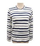 コムデギャルソン COMME des GARCONS Tシャツ カットソー ロンT ボーダー クレイジーパターン 長袖 AD2010 S 白 紺 ホワイト ネイビー ■MET2 1017
