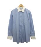 ブルックスブラザーズ BROOKS BROTHERS 346 カフスシャツ クレリックシャツ ストライプ柄 オーバーサイズ 16 1/2-34 青 ブルー 白 ホワイト ■MET2