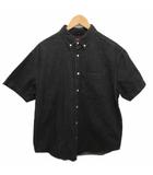 シュプリーム SUPREME 美品 21SS Embossed Denim S/S Shirt デニムボタンダウンシャツ BDシャツ 半袖 プリントバックロゴ S 黒 ブラック ■MET2