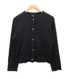 ラルフローレン RALPH LAUREN カーディガン 長袖 コットン ノーカラー 黒 ブラック 7F 約M ■MET2