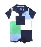 ラルフローレン RALPH LAUREN ロンパース 半袖 ポロシャツ 80 紺 ネイビー 青 ブルー 白 ホワイト ■MET2