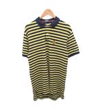 ポロ バイ ラルフローレン Polo by Ralph Lauren ポロシャツ 半袖 ボーダー ロゴ刺繍 L 黄 イエロー 紺 ネイビー ☆AA★ ■MET2