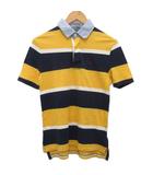 ポロ バイ ラルフローレン Polo by Ralph Lauren ポロシャツ ボーダー 子ども服 ポニー刺繡 黄 紺 ネイビー 150 ☆AA★ ■MET2
