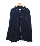 ポロ ラルフローレン POLO RALPH LAUREN パジャマシャツ ナイトシャツ 長袖 ポニー刺繡 紺 ネイビー L ☆AA★ ■MET2
