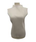 プリーツプリーズ PLEATS PLEASE 美品 NEW COLORFUL BASICS 4 プリーツカットソー ノースリーブ モックネック 3 L ベージュ  PP05JK402