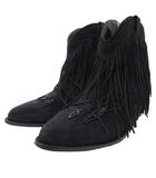 ゴールデングース GOLDEN GOOSE 18AW ショートブーツ ウエスタンブーツ フリンジ スエード 黒 ブラック 35 約22.5㎝