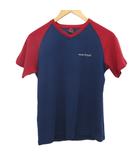 モンベル Montbell ジオライン3D ラグランVネック Tシャツ カットソー ロゴ刺繍 紺 ネイビー L ■YHS5