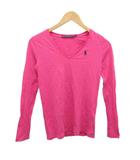 ラルフローレン RALPH LAUREN カットソー Tシャツ Vネック ポニー刺繡 ピンク XS ■YHS5