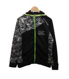パーカー ジャージ フーディ ジップアップ 迷彩 黒 ブラック L ■YHS11