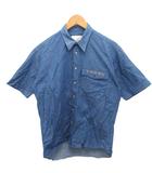 トラサルディ TRUSSARDI デニムシャツ 半袖 ロゴ刺繍 3 インディゴ ■YHS10
