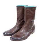 グッチ GUCCI ミドルカットブーツ ヒールロゴ レザー 216143 42 1/2 EJ 約27.5cm 茶 ブラウン 系 0621