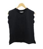 カオン Kaon カットソー ノースリーブ コットン 黒 ブラック 約M ■YHS12