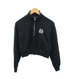 ナイキ NIKE ハーフジップスウェット トレーナー クロップド 短丈 ロゴ刺繍 M 黒 ブラック FZ4737-010 ■YHS10
