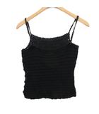 キャミソール タンクトップ ニット シアー 黒 ブラック S