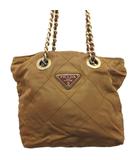 プラダ PRADA ショルダーバッグ チェーン キルティング 三角ロゴ ロゴプレート ゴールド金具 ライトブラウン ☆AA★