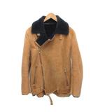 ダブルライダースジャケット ムートン アウター 羊革 ベージュ 2 ■TC