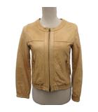 イエナ IENA レザージャケット ライダース ノーカラー ジップアップ キャラメル F ■TC