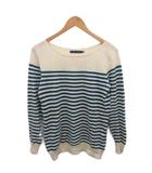 ラルフローレン RALPH LAUREN リネンニット セーター 長袖 ボーダー 麻 リネン M アイボリー 青 ブルー