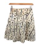 バレンシアガ BALENCIAGA ニコラ期 スカート ひざ丈 シルク アルファベットプリント アイボリー 34