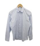 プラダ PRADA シャツ ワイシャツ ストライプ 長袖 青 ブルー 約S ■IBO90