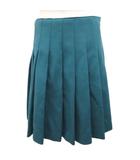 プラダ PRADA 14SS フレアスカート プリーツスカート ひざ丈 ウール 42 緑 グリーン ■IBO90