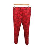 ルイヴィトン LOUIS VUITTON スラックス パンツ ストレート 総柄 絹 シルク混 38 赤 レッド 黒 ブラック F4PA22P8W ■IBO90