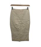 プラダ PRADA タイトスカート ミモレ ロング 絹 シルク混 38 ベージュ ■IBO90