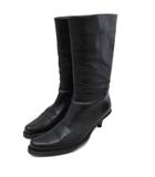 プラダ PRADA ショートブーツ ポインテッドトゥ ローヒール 36.5 22.5cm 黒 ブラック ■IBO90