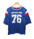 オニツカタイガー Onitsuka Tiger Tシャツ フットボール 半袖 ナンバープリント 青 ブルー L ■IBO90